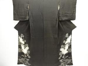 アンティーク　錦紗　松鶴模様刺繍留袖